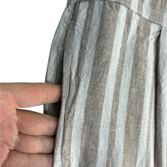 LAND n SEA Linen Blend Striped Tan/White Wide Leg Pants Size XL -- COASTAL VIBES - Picture 4 of 7